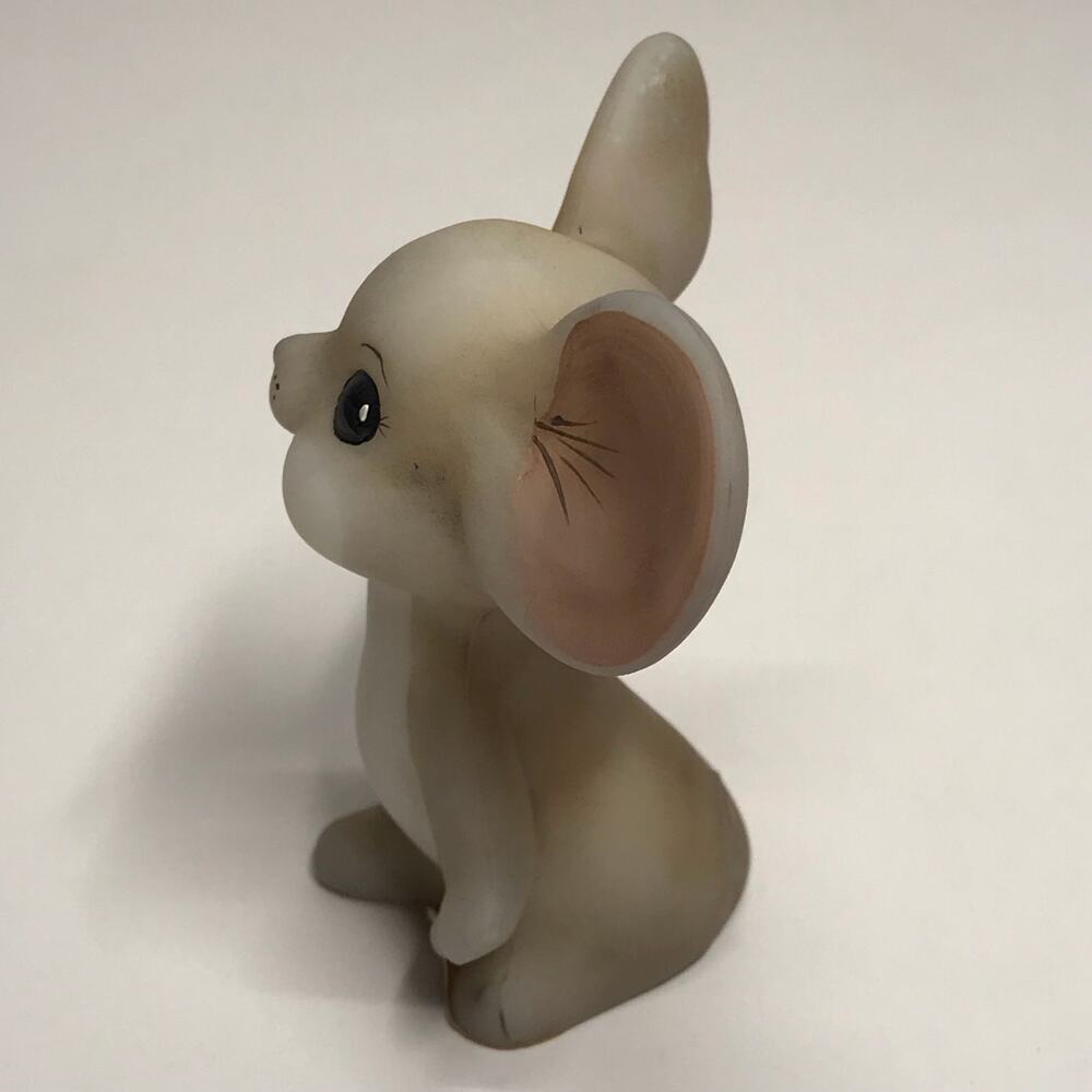 Fenton Mouse Satin Art Glass Brown Mouse Hand Painted Signed Stickers Vintage - Picture 11 of 12
